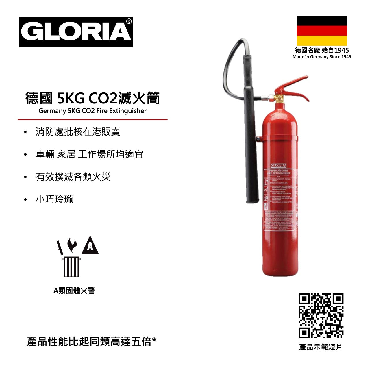 德國5KG CO2滅火筒
Germany 5KG CO2 Fire Extinguisher