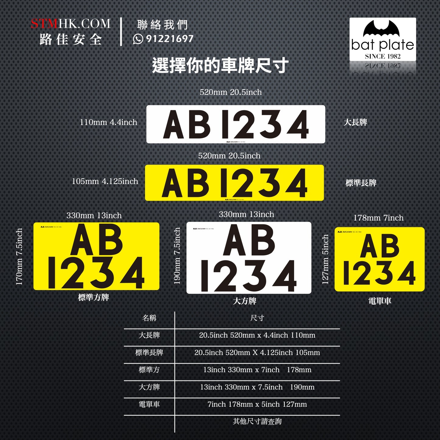 BAT PLATE 防彈不碎凸字車牌 BAT PLATE HK 3D Number Plate （價錢為一件）